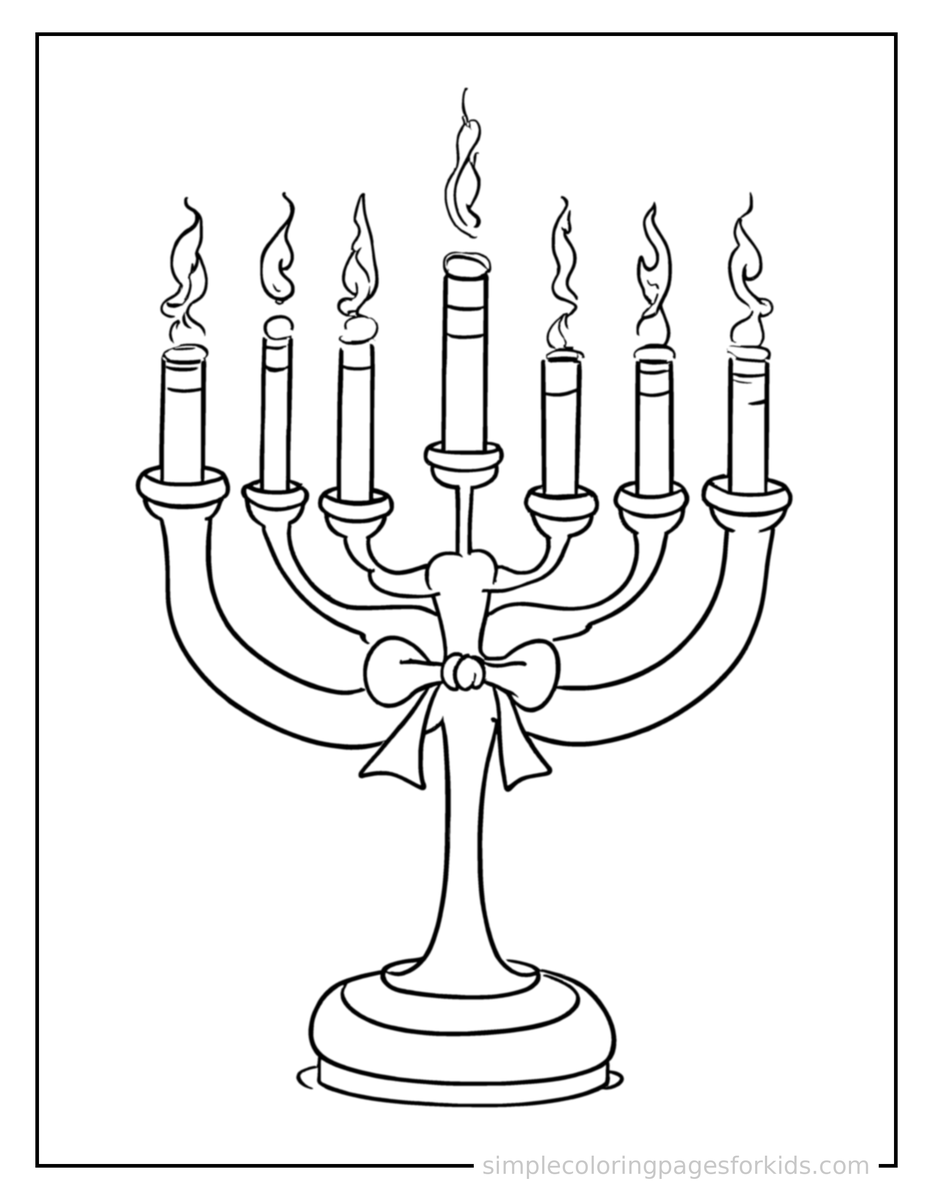 Coloring Scene 4 Hanukkah Menorah With Candles Coloring Page