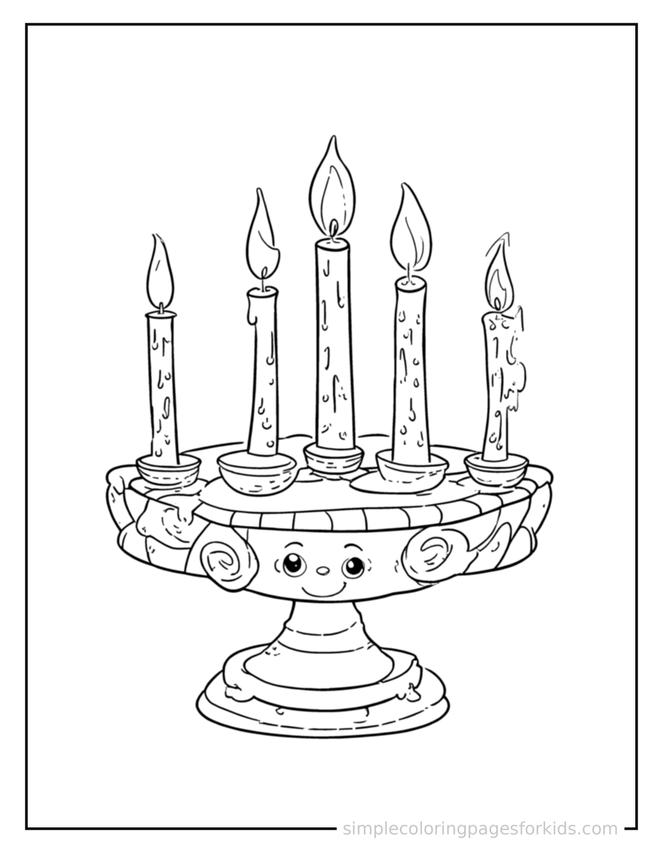 Kwanzaa Candle Holder With Seven Candles Coloring Pages