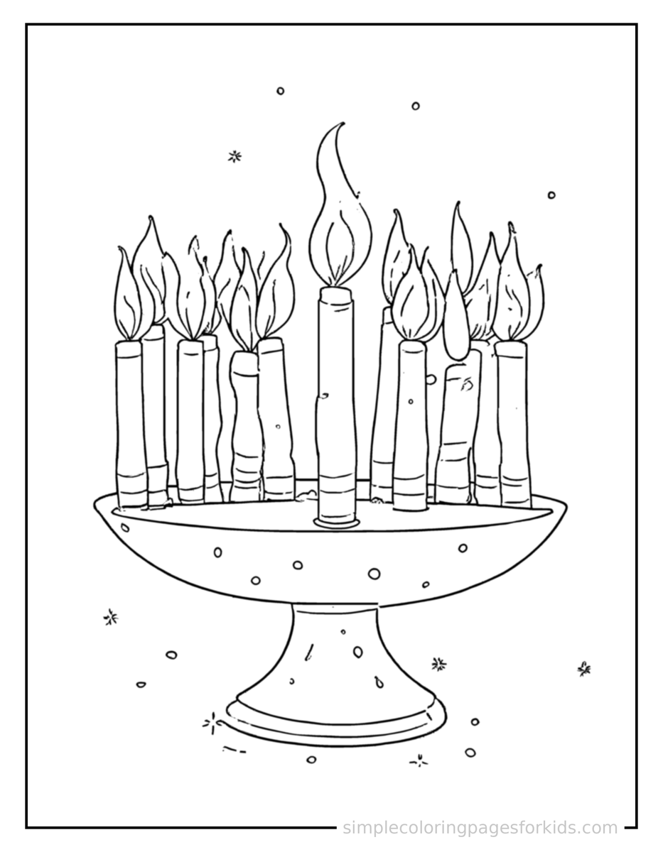 Sparkling Kwanzaa Candle Holder With Seven Candles Coloring Page