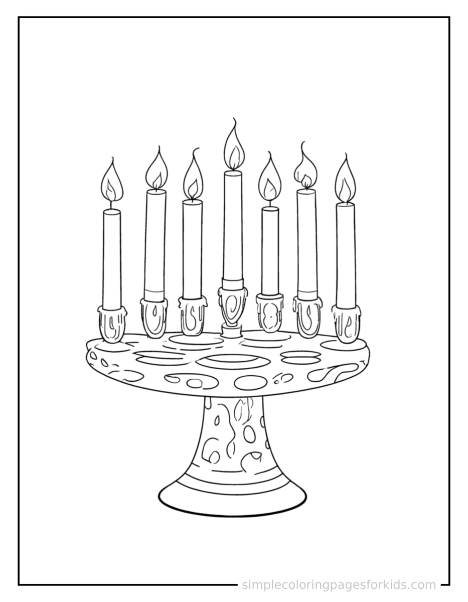 Coloring Scene 3 Kwanzaa Candle Holder With Seven Candles Coloring Page