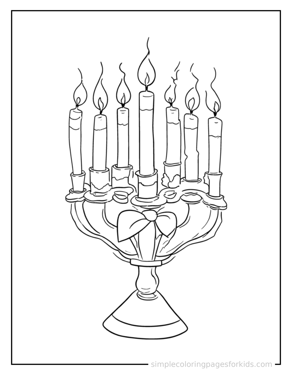 Coloring Scene 4 Kwanzaa Candle Holder With Seven Candles Coloring Page