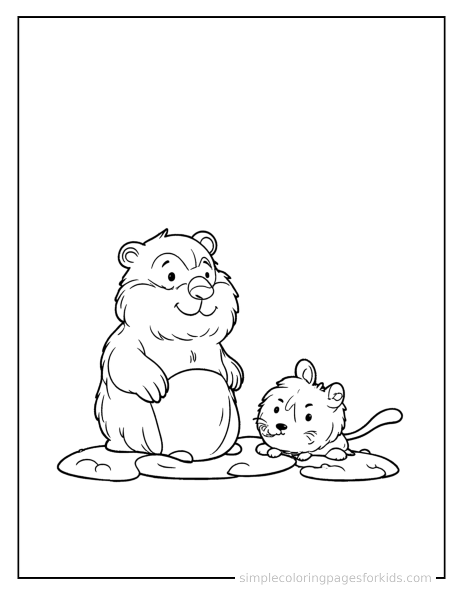 Peeking (3) Groundhog Day Groundhog Peeking From Its Burrow Coloring Page
