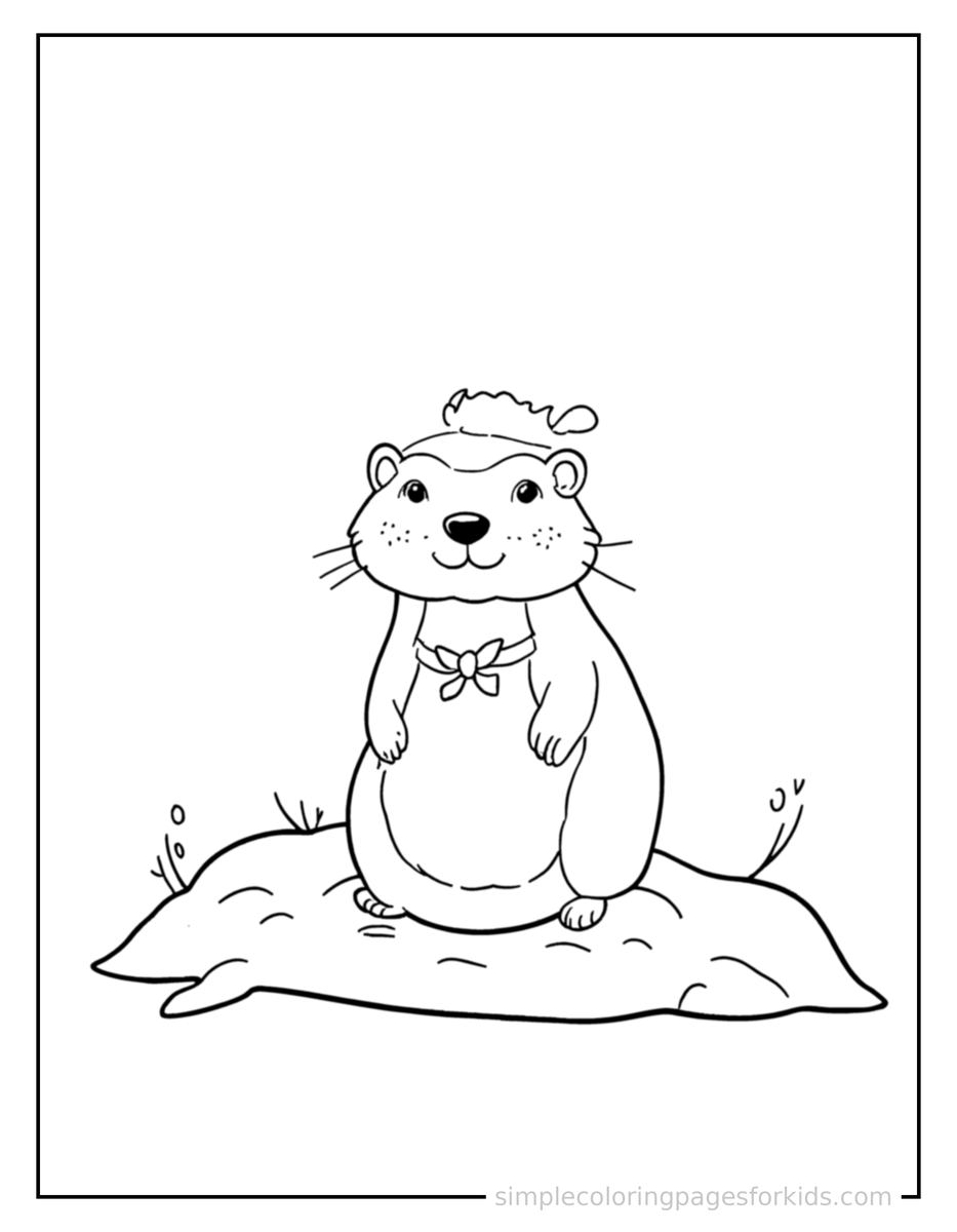 Peeking (4) Groundhog Day Groundhog Peeking From Its Burrow Coloring Page
