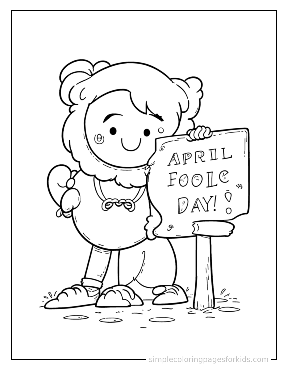 April Fools’ Day Whoopee Cushion And A Prank Sign Coloring Pages