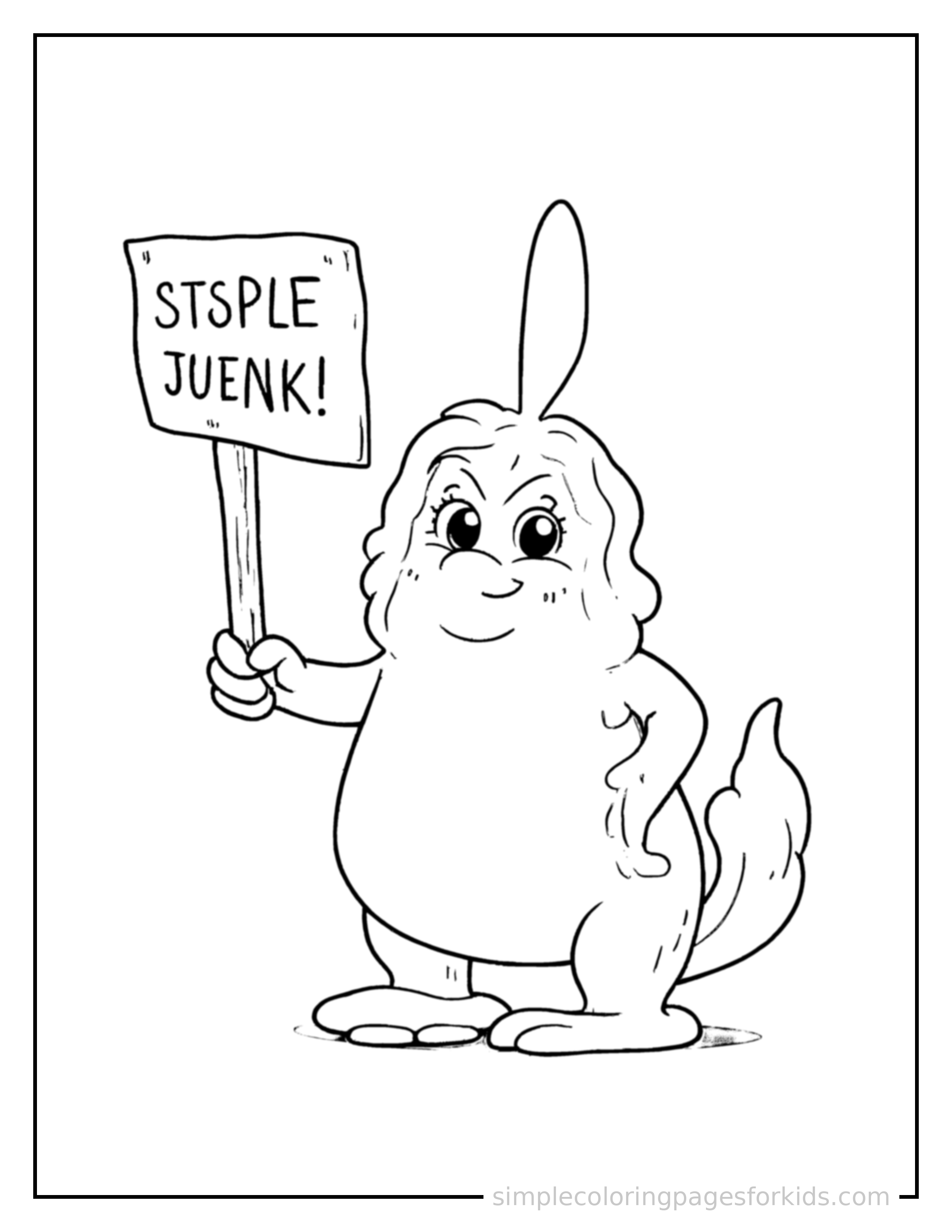 Free printable april fools' day whoopee cushion and a prank sign coloring page featuring a cute April Fools' Day whoopee cushion and a prank sign, shown with a smaller mini version of itself beside it.