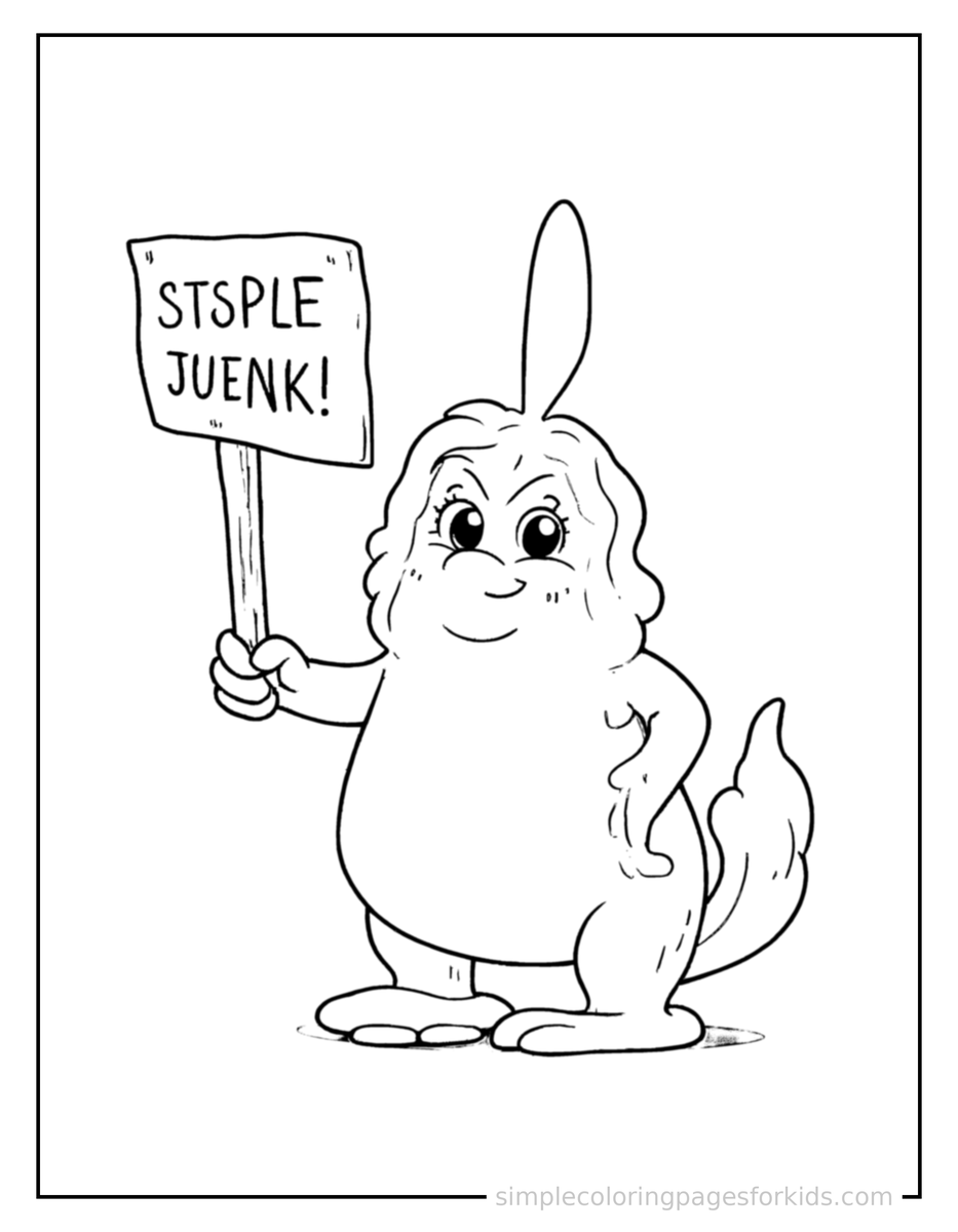 Coloring Scene 3 April Fools’ Day Whoopee Cushion And A Prank Sign Coloring Page