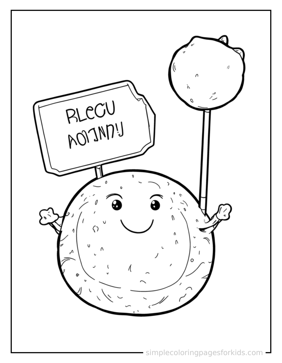 Coloring Scene 4 April Fools’ Day Whoopee Cushion And A Prank Sign Coloring Page