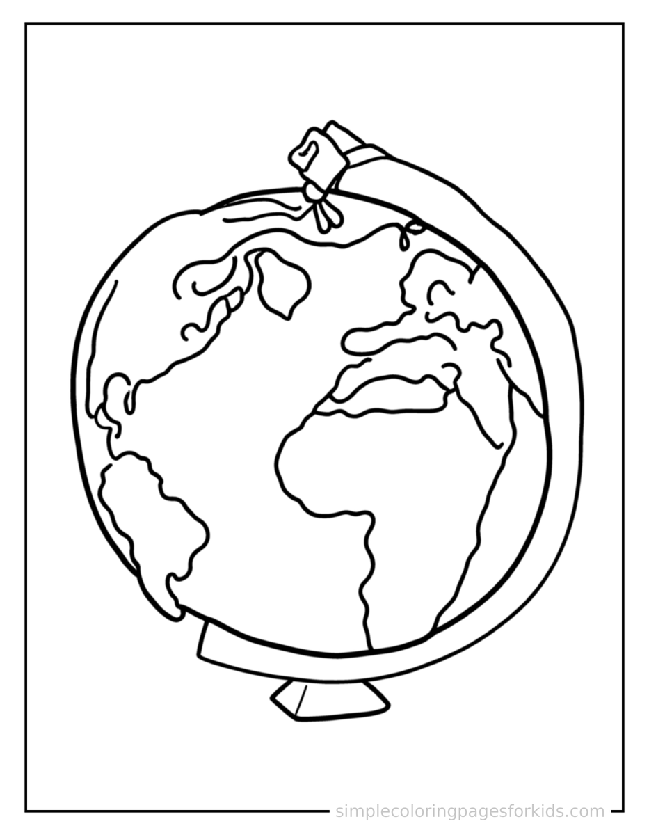 Coloring Scene 4 Earth Day Globe With A Green Leaf Coloring Page
