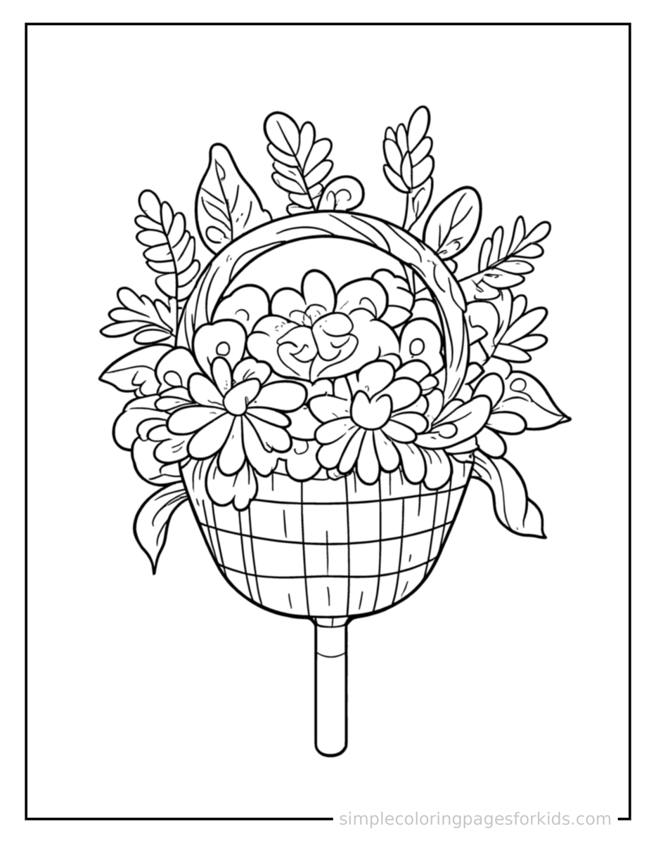 May Day Flower Basket And Ribbon Pole Coloring Pages