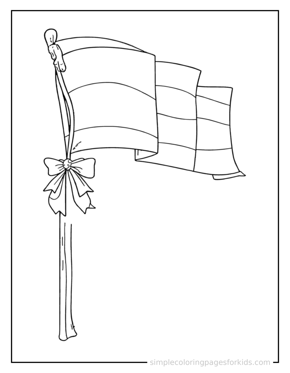 Waving (4) Flag Day Waving Flag On A Pole Coloring Page