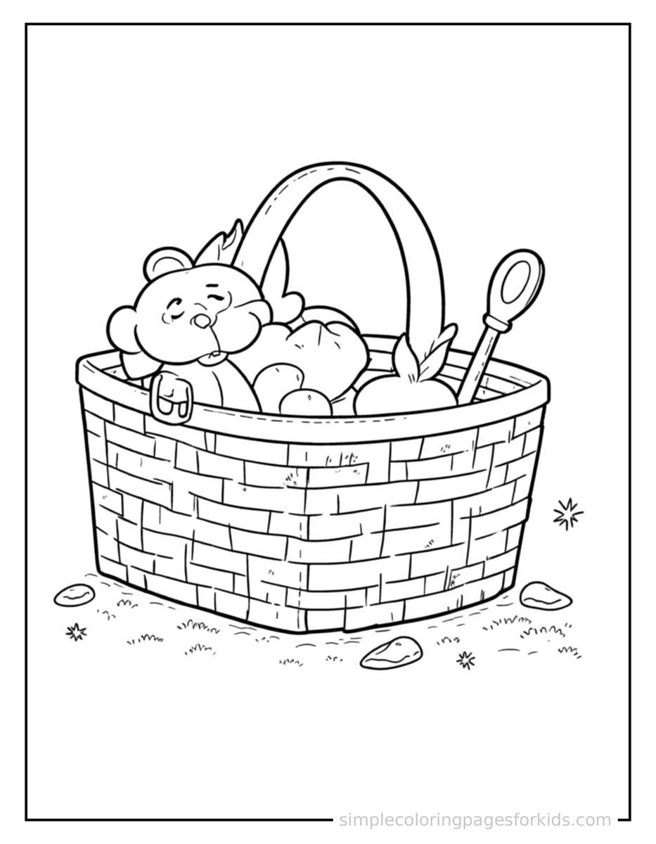 Sparkling Labor Day Picnic Basket And Tools Coloring Page