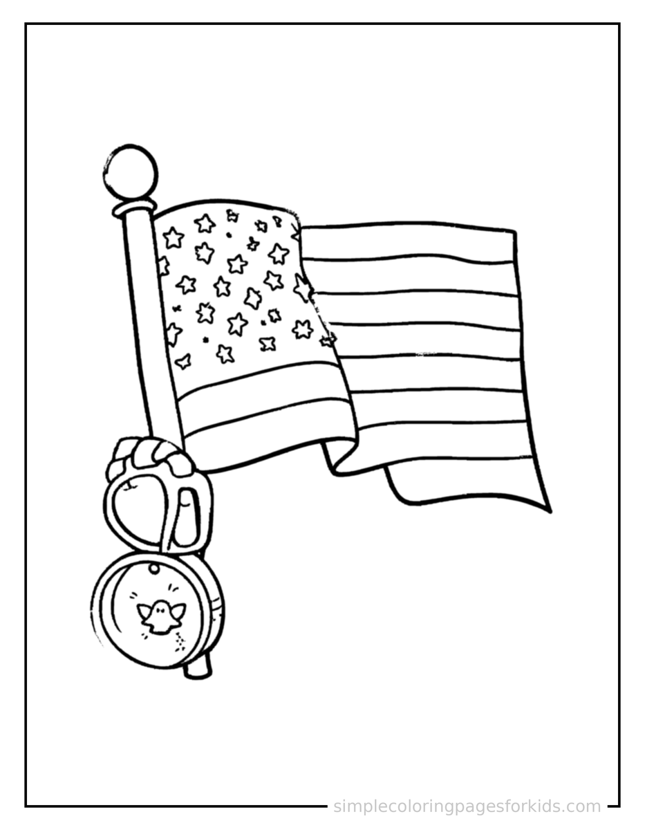 Sparkling Veterans Day Folded Flag And A Medal Coloring Page