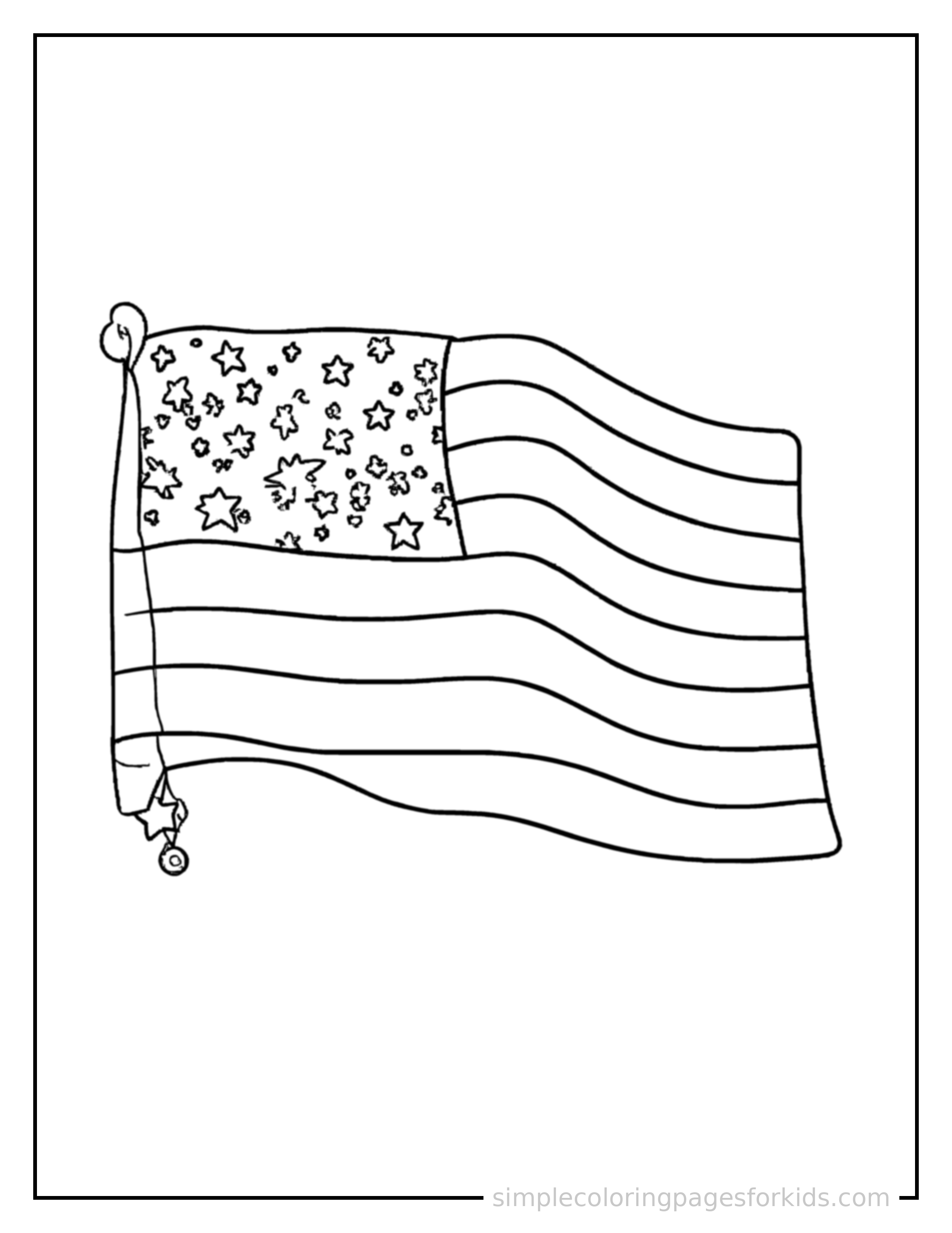 Free printable veterans day folded flag and a medal coloring page featuring a cute Veterans Day folded flag and a medal, shown with a smaller mini version of itself beside it.
