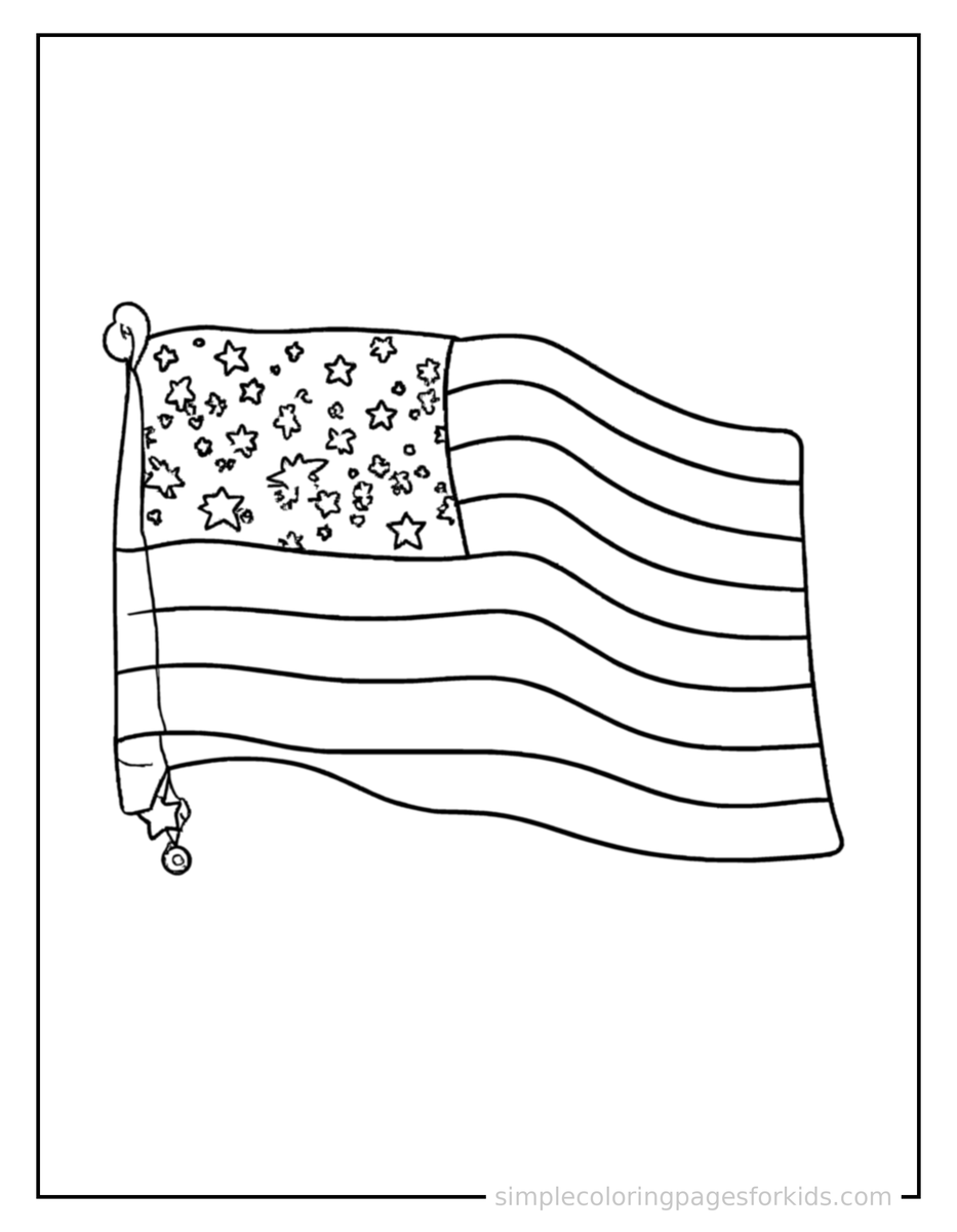 Coloring Scene 3 Veterans Day Folded Flag And A Medal Coloring Page