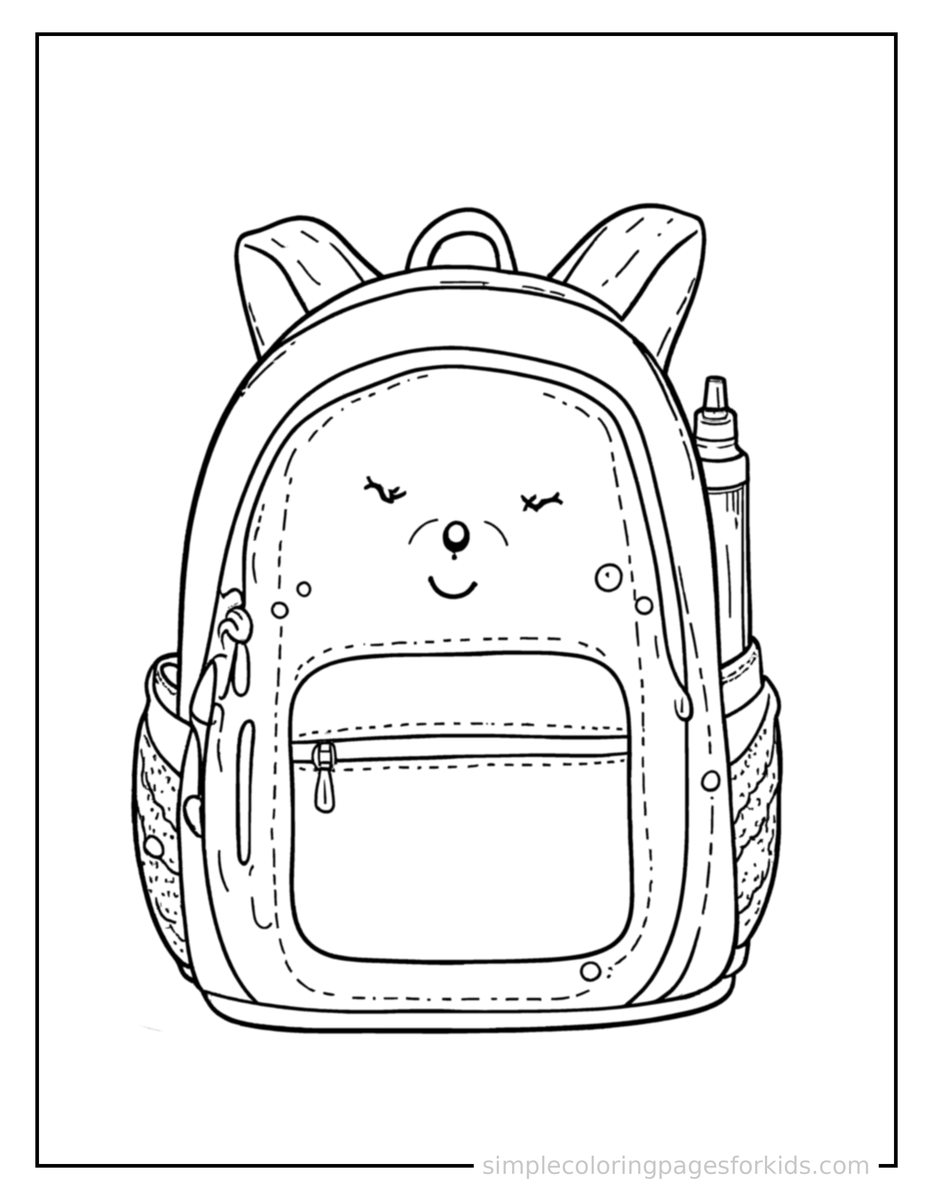 Coloring Scene 3 Back To School Backpack And School Supplies Coloring Page