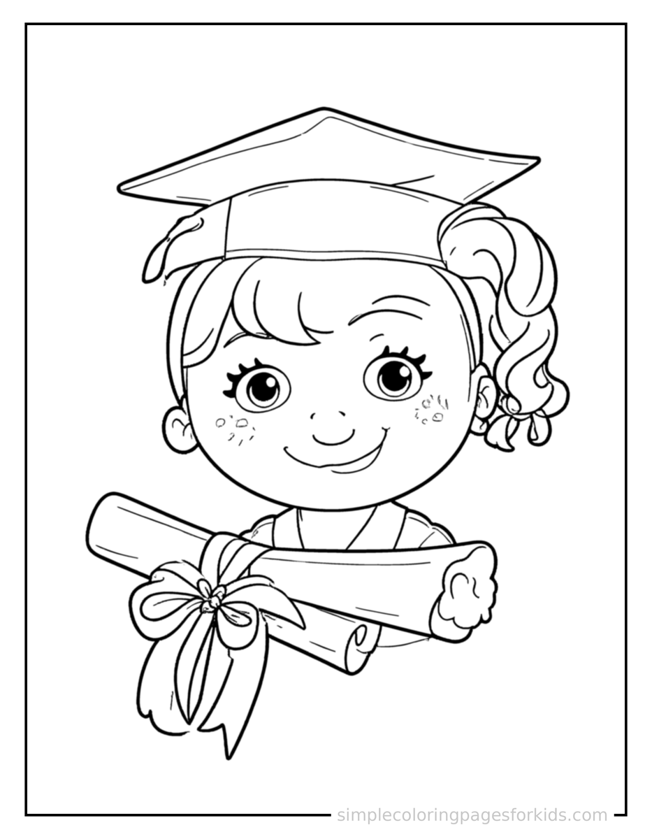 Graduation Day Cap And Diploma Coloring Pages