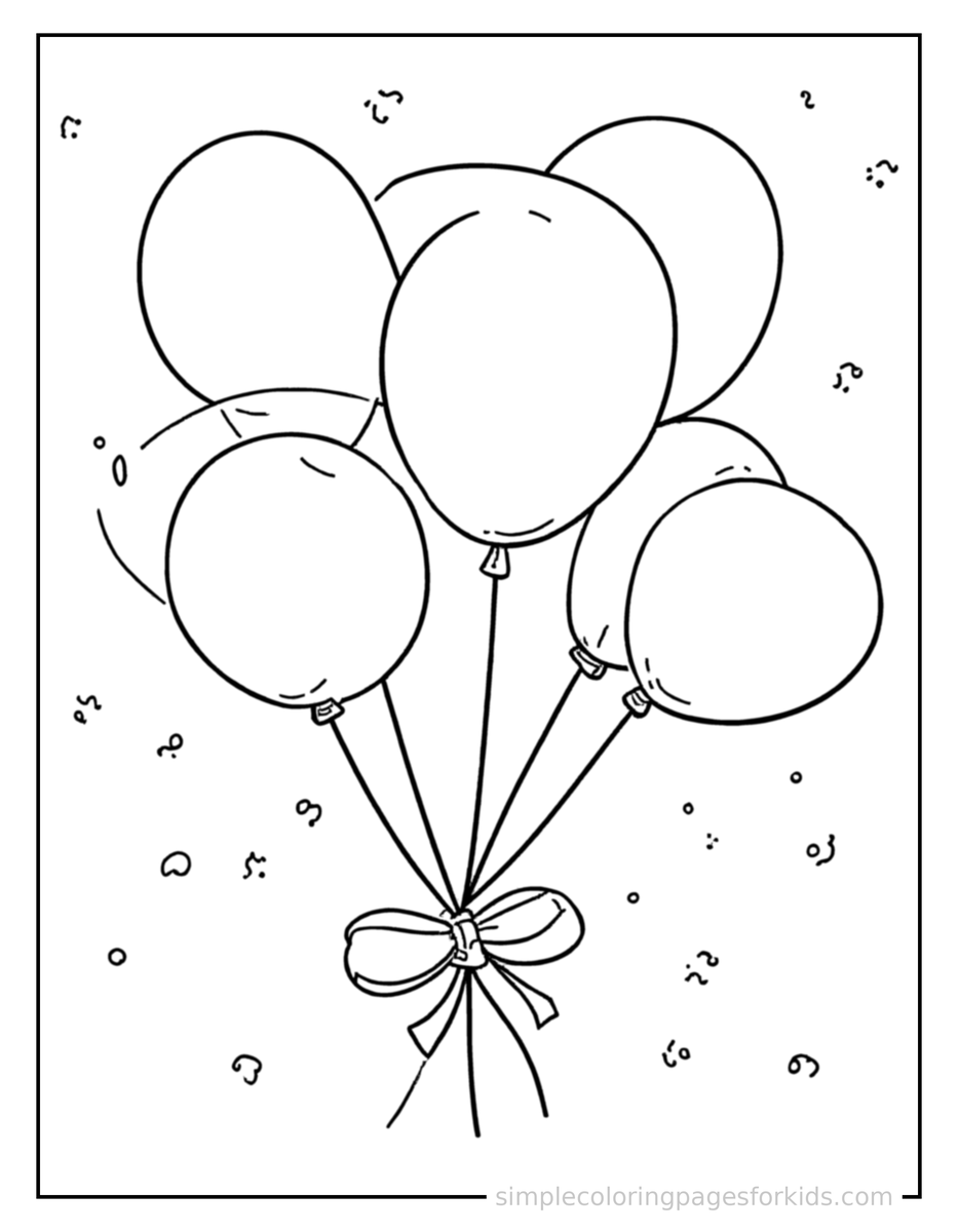 Coloring Scene 4 Birthday Party Balloons And Confetti Coloring Page