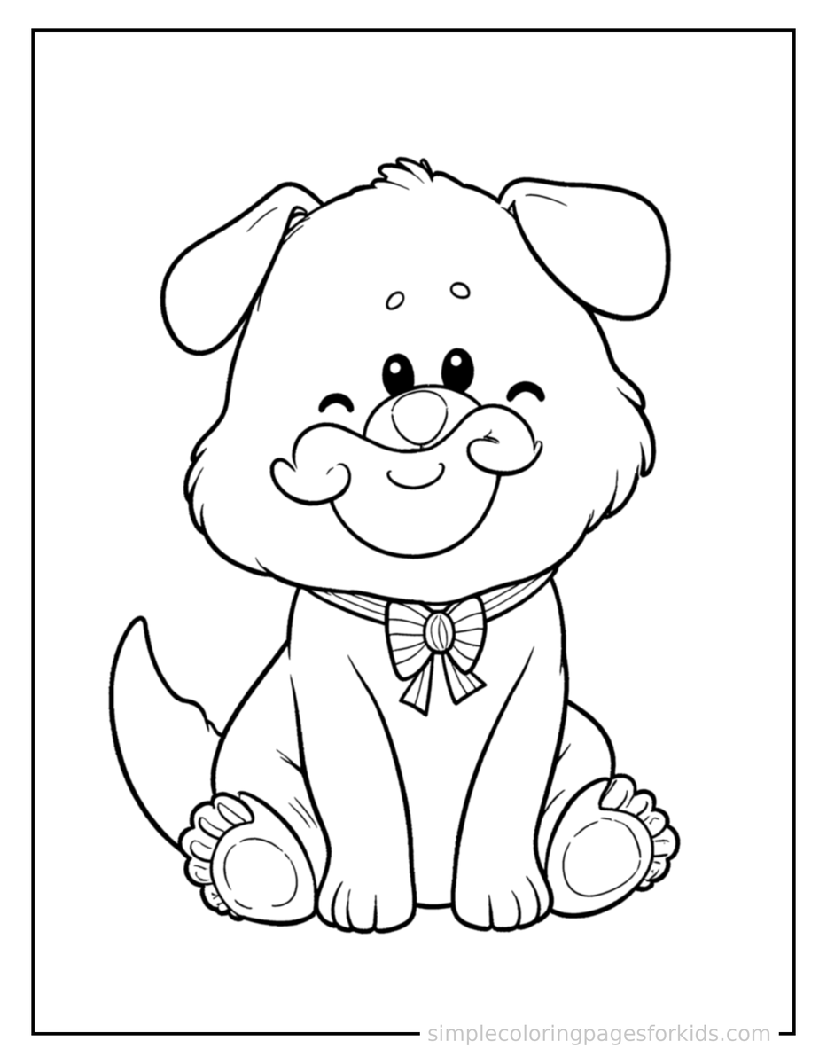 Coloring Scene 4 National Pet Day Happy Puppy With A Bone Coloring Page