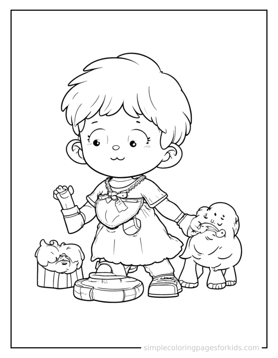 Playing Children’S Day Kids Playing With Toys Coloring Page