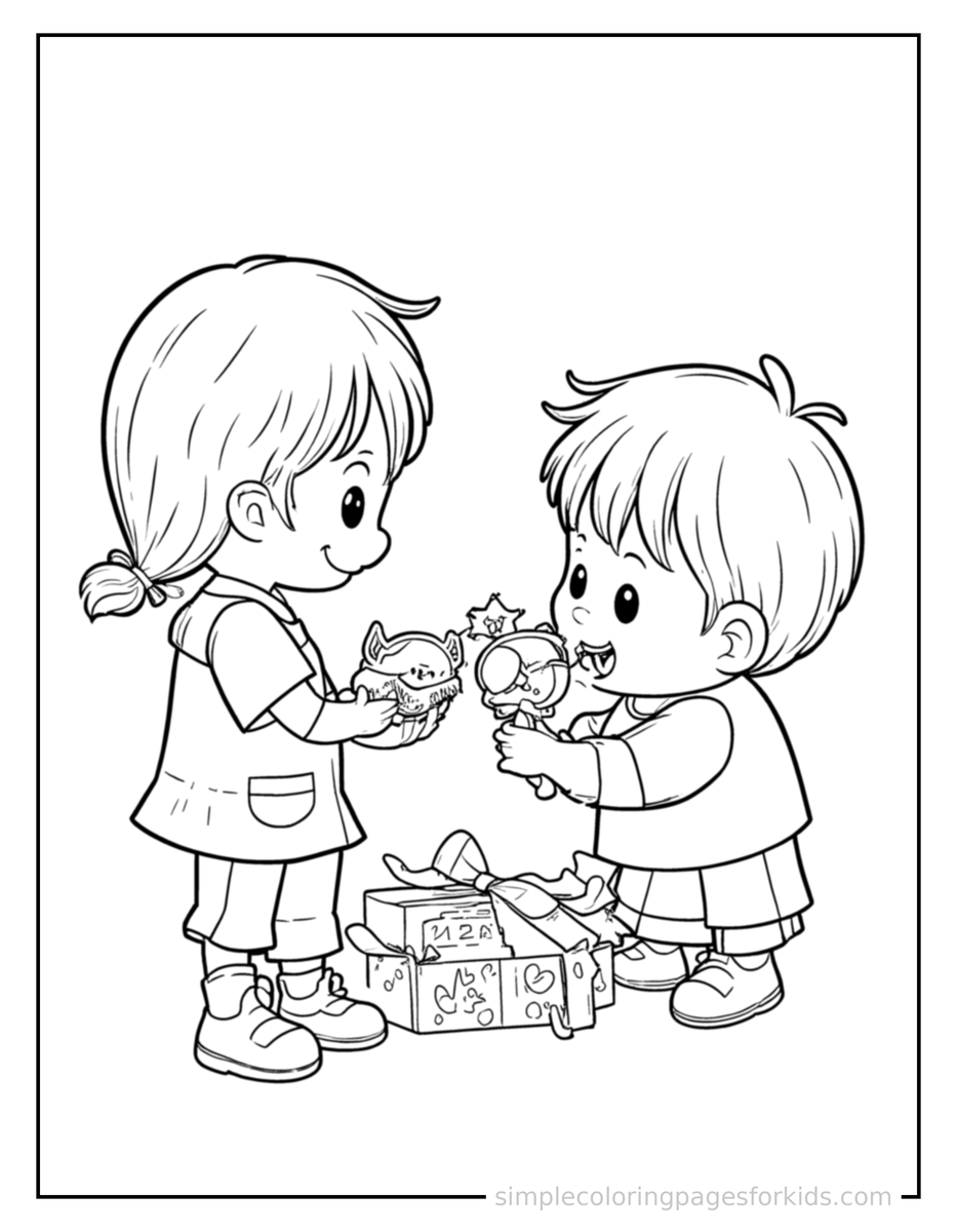 Playing (2) Children’S Day Kids Playing With Toys Coloring Page