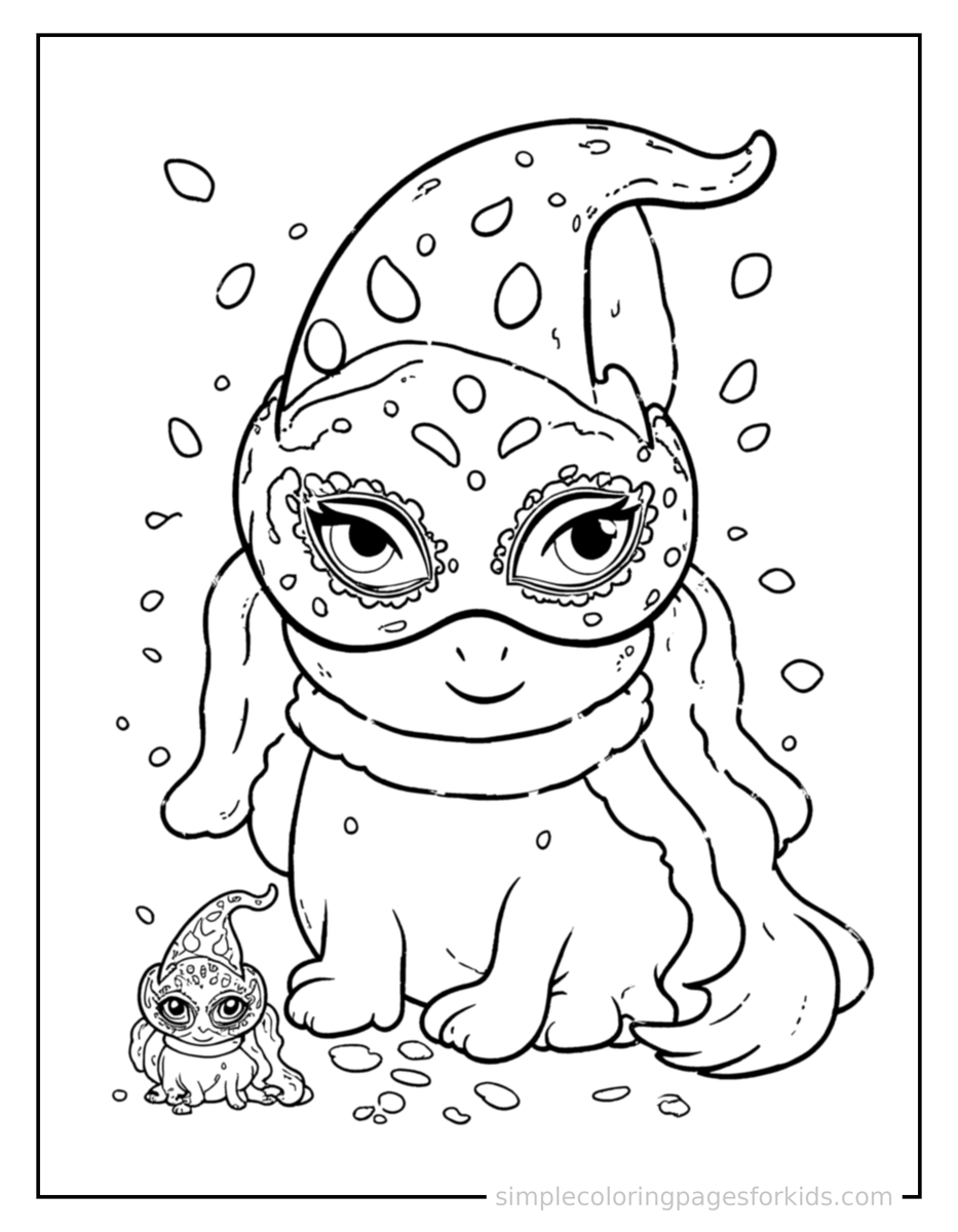 Coloring Scene 3 Carnival Mask And Colorful Confetti Coloring Page