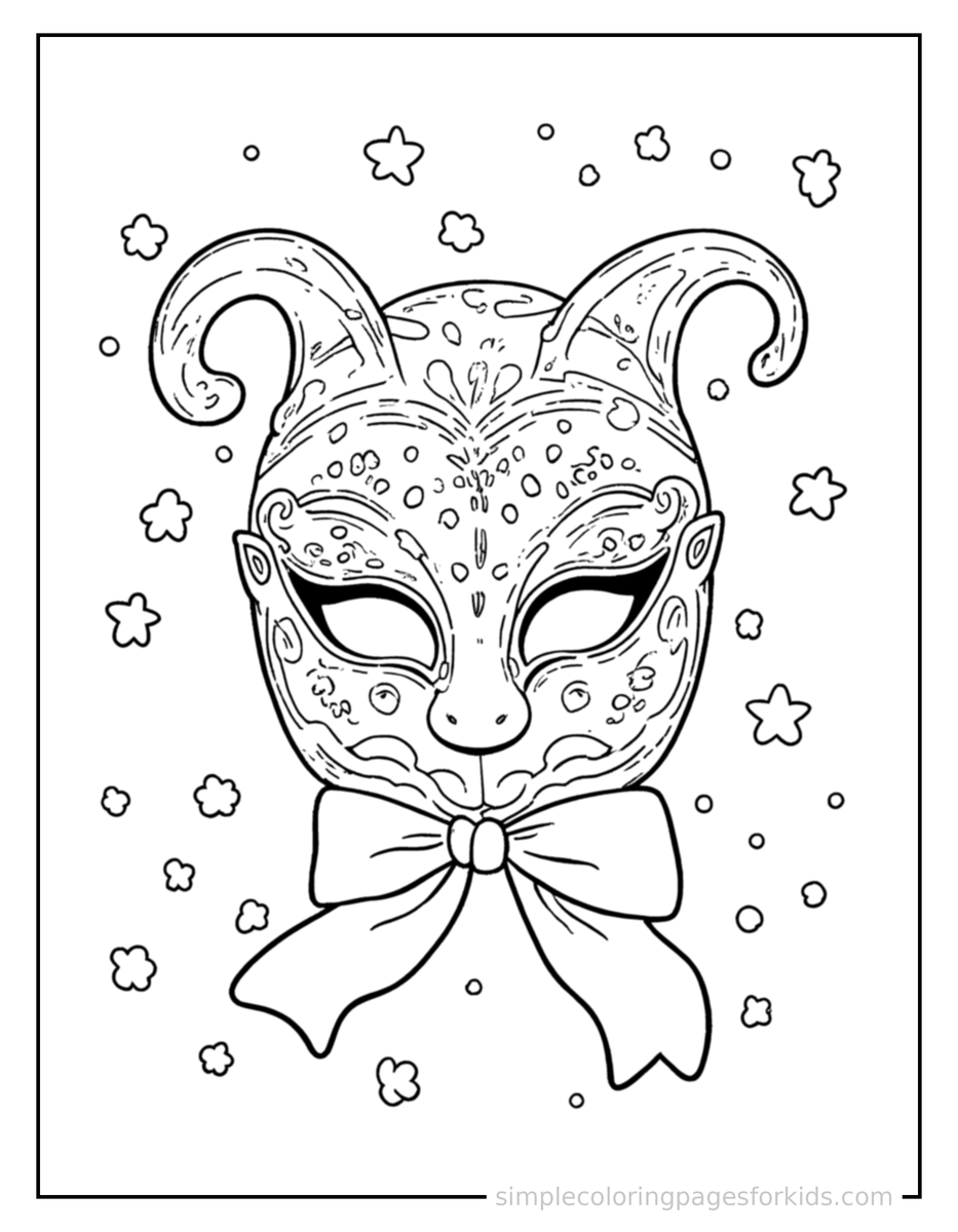 Coloring Scene 4 Carnival Mask And Colorful Confetti Coloring Page
