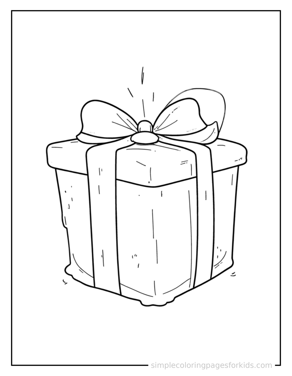 Sparkling Boxing Day Gift Box With A Bow Coloring Page