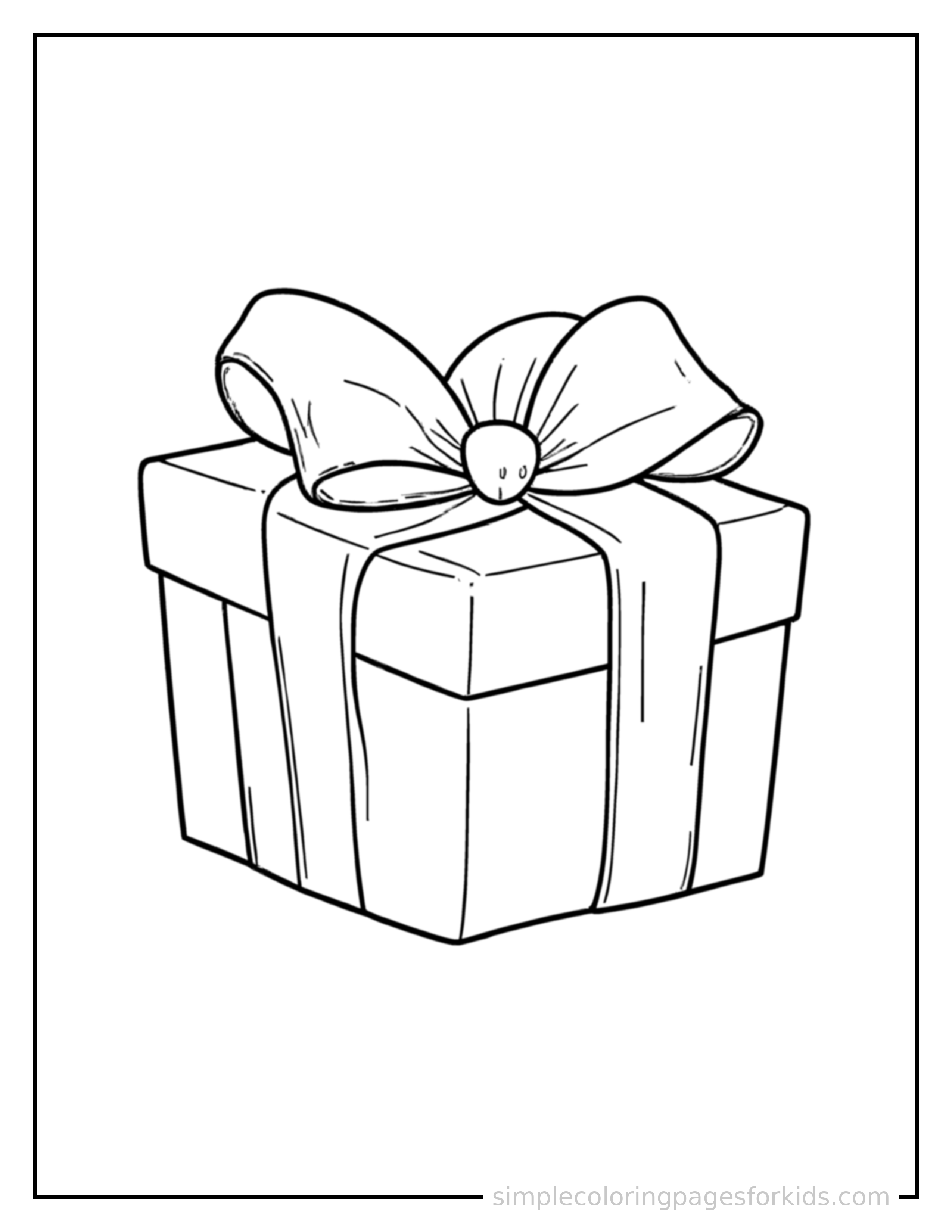 Free printable boxing day gift box with a bow coloring page featuring a cute Boxing Day gift box with a bow, decorated with a simple bow or ribbon for a festive touch.