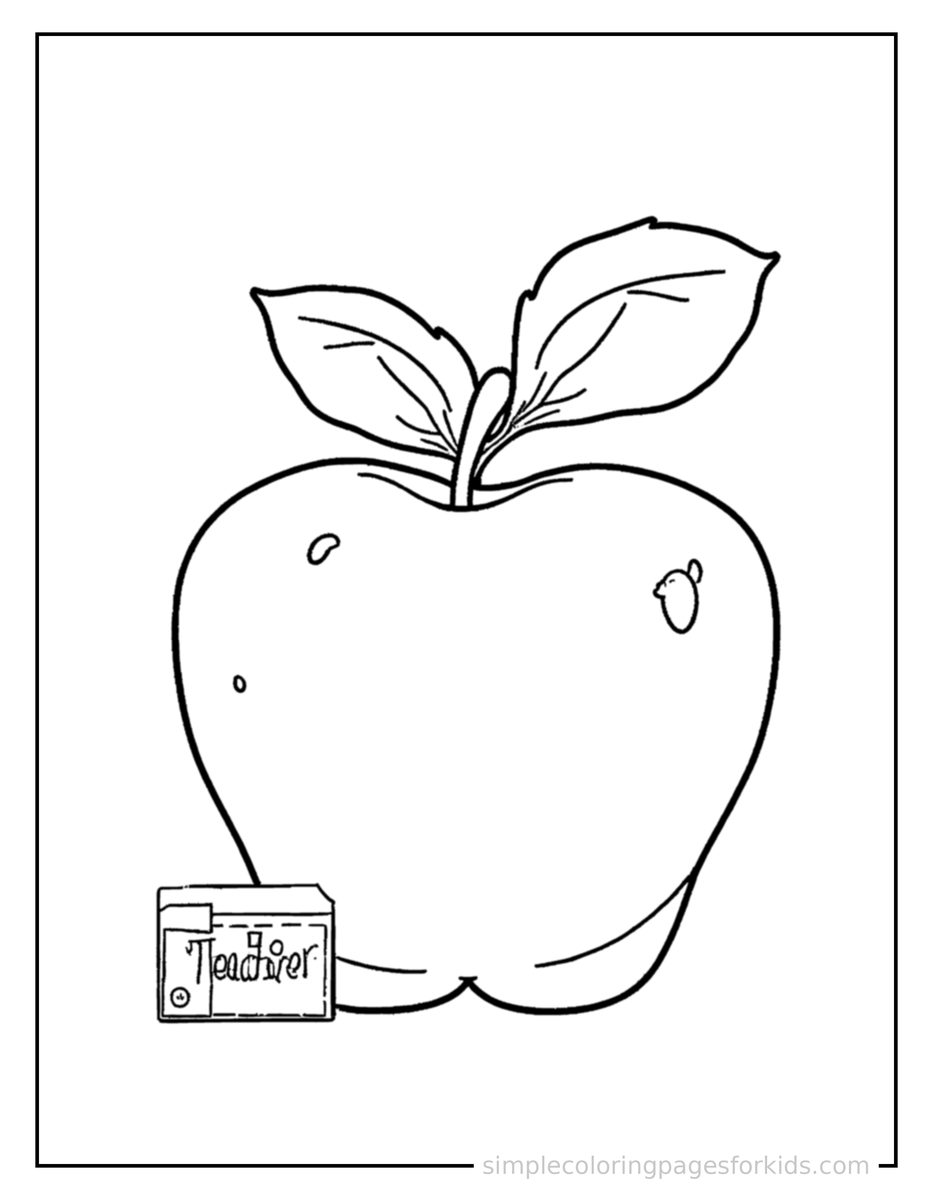 Coloring Scene 4 Teacher Appreciation Day Apple And A Card Coloring Page