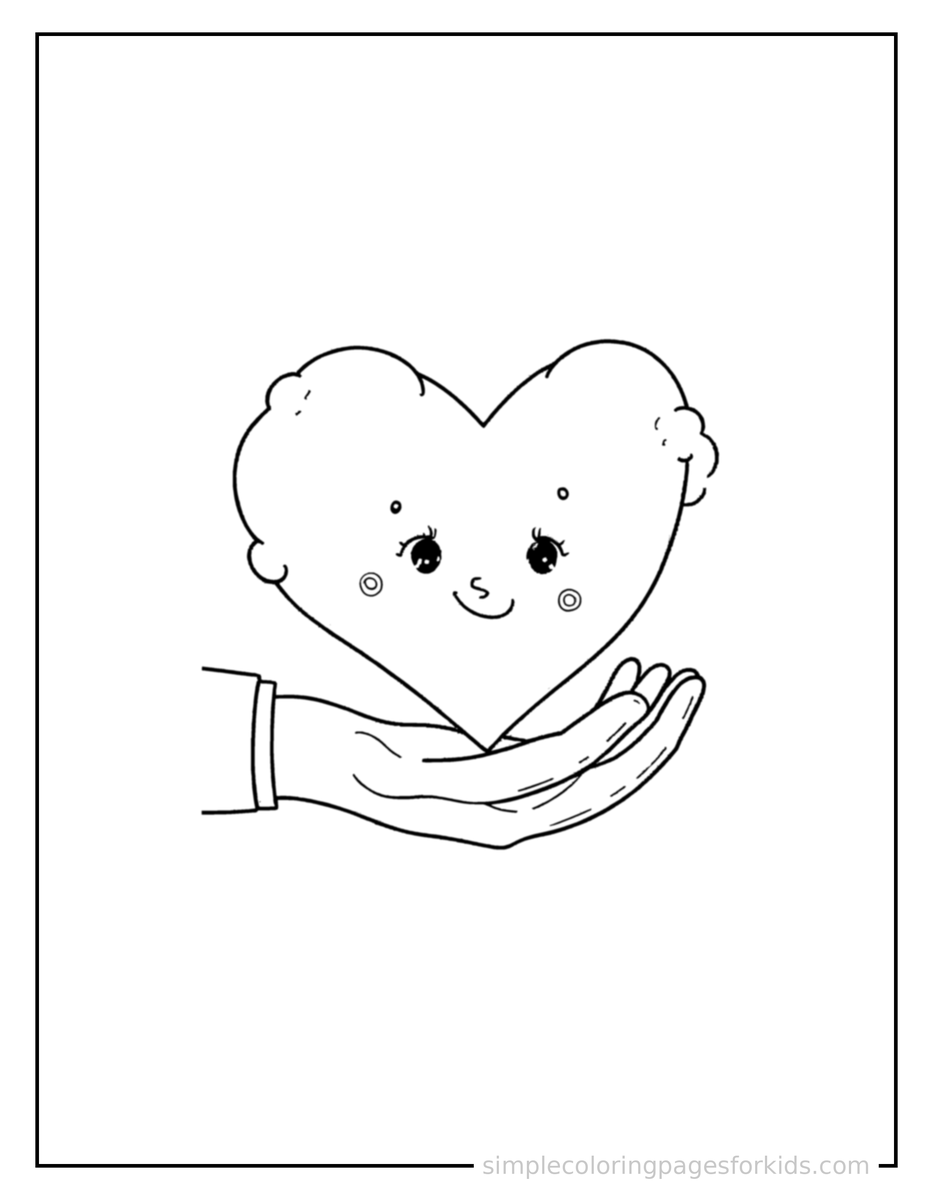 World Kindness Day Heart And A Helping Hand Coloring Pages