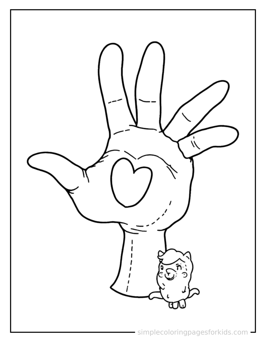 Helping World Kindness Day Heart And A Helping Hand Coloring Page