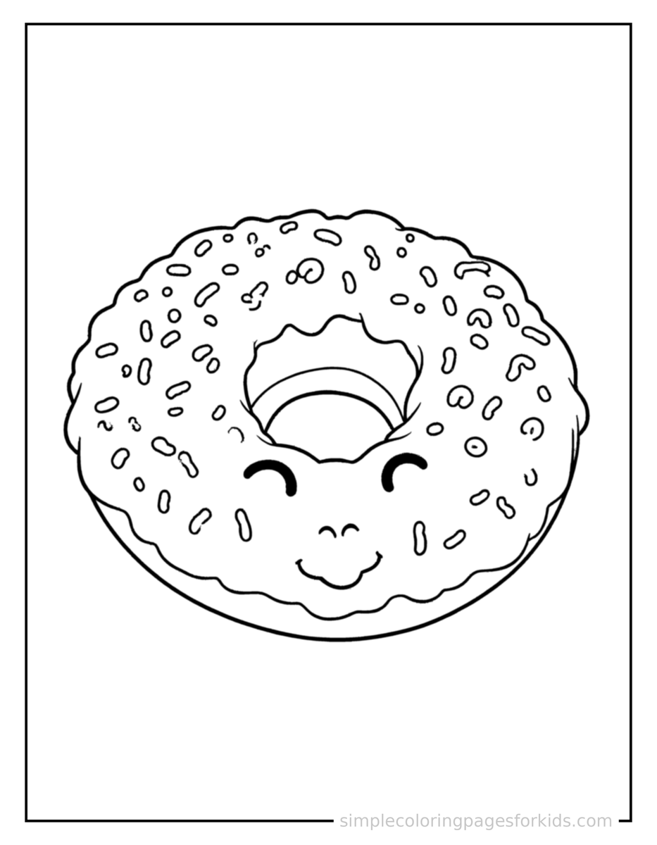 National Donut Day Frosted Donut With Sprinkles Coloring Pages