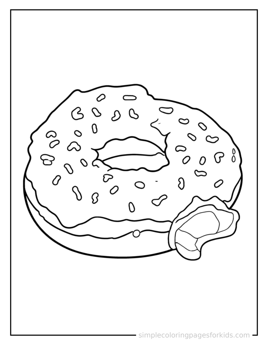 Coloring Scene 3 National Donut Day Frosted Donut With Sprinkles Coloring Page