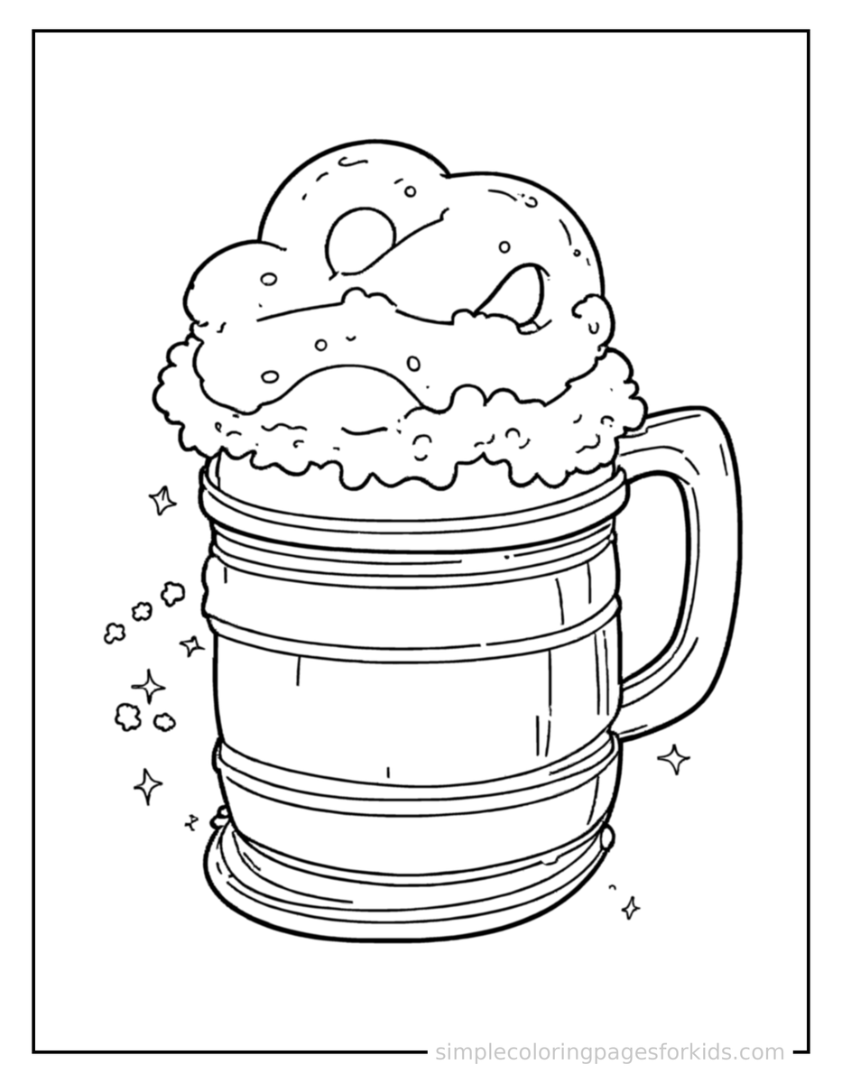 Sparkling Oktoberfest Pretzel And Mug Coloring Page