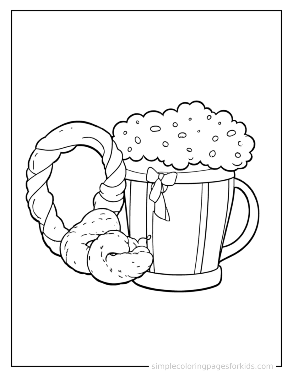 Coloring Scene 4 Oktoberfest Pretzel And Mug Coloring Page