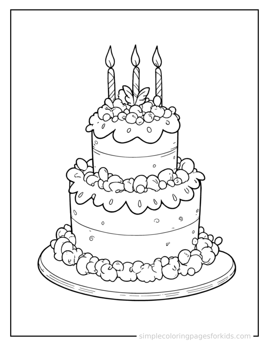 Coloring Scene 3 Retirement Party Cake And A Card Coloring Page