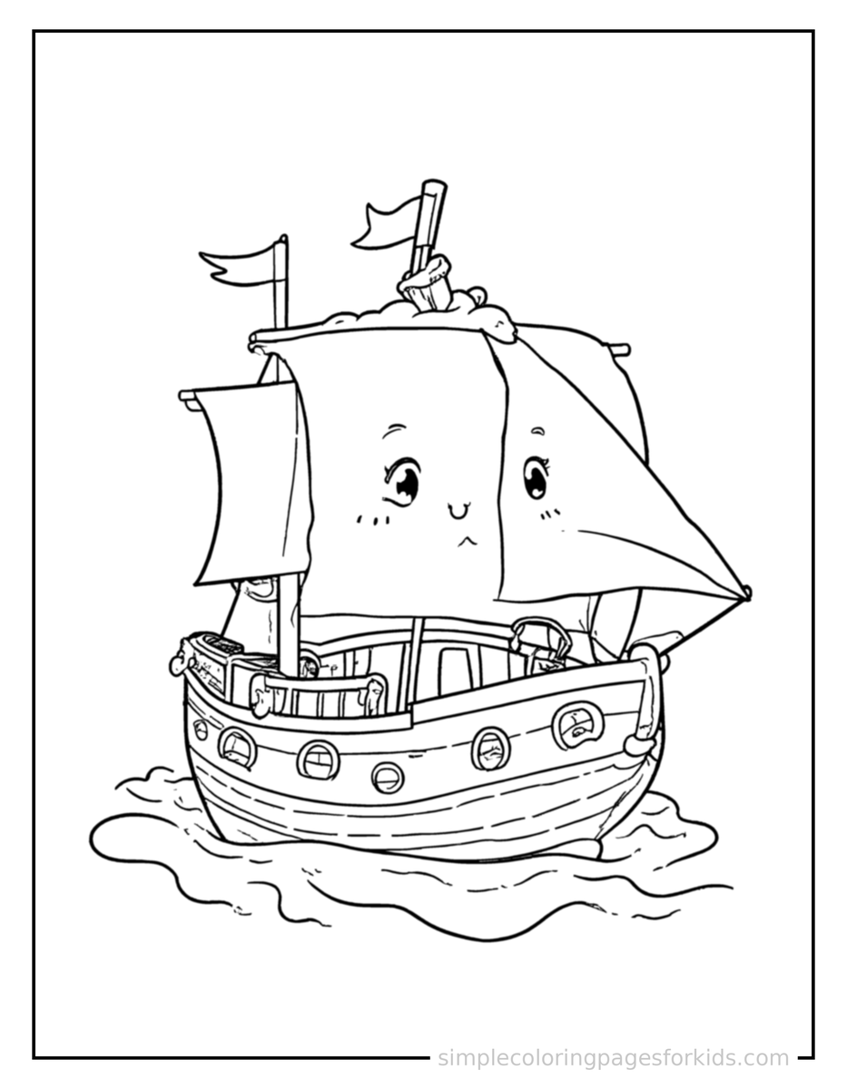 Columbus Day Sailing Ship Coloring Pages