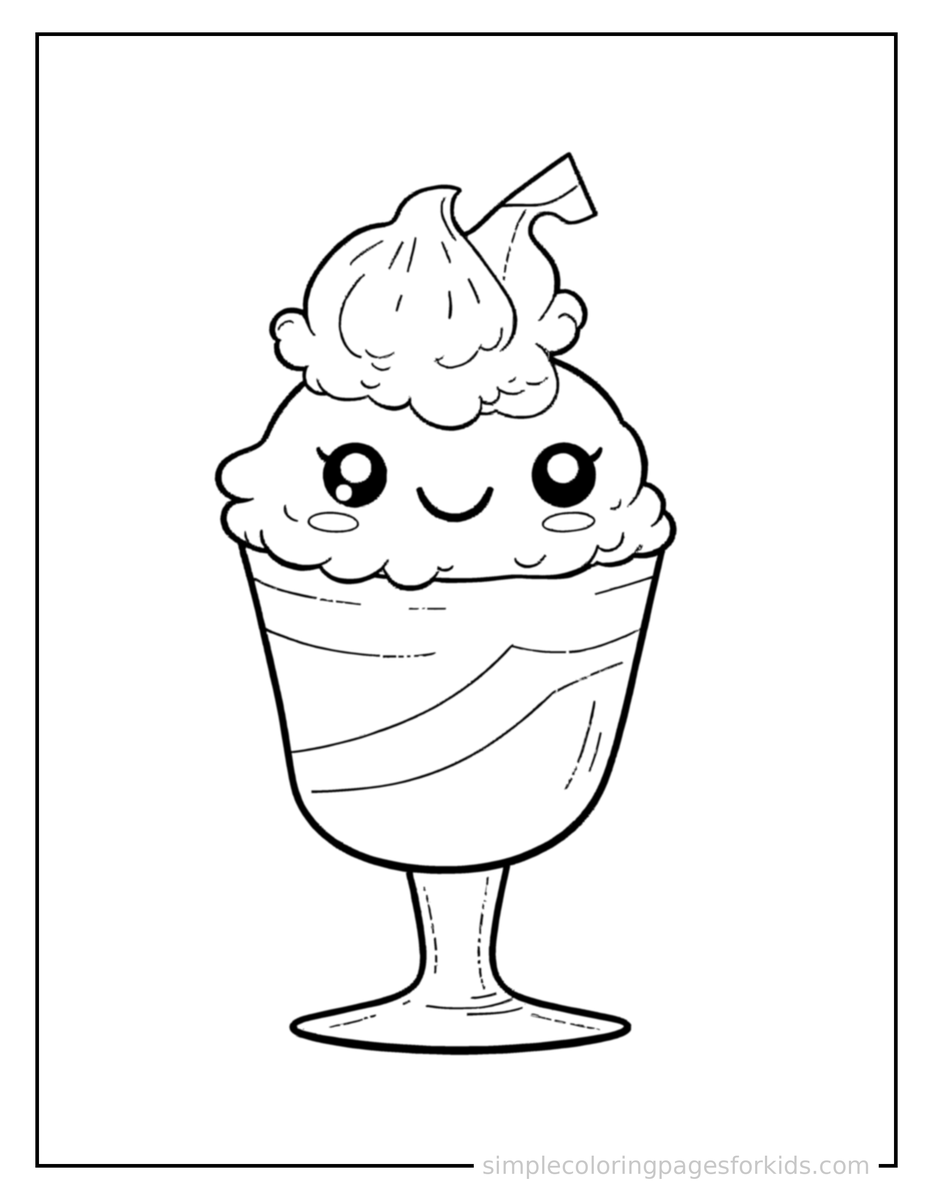 National Ice Cream Day Ice Cream Sundae Coloring Pages