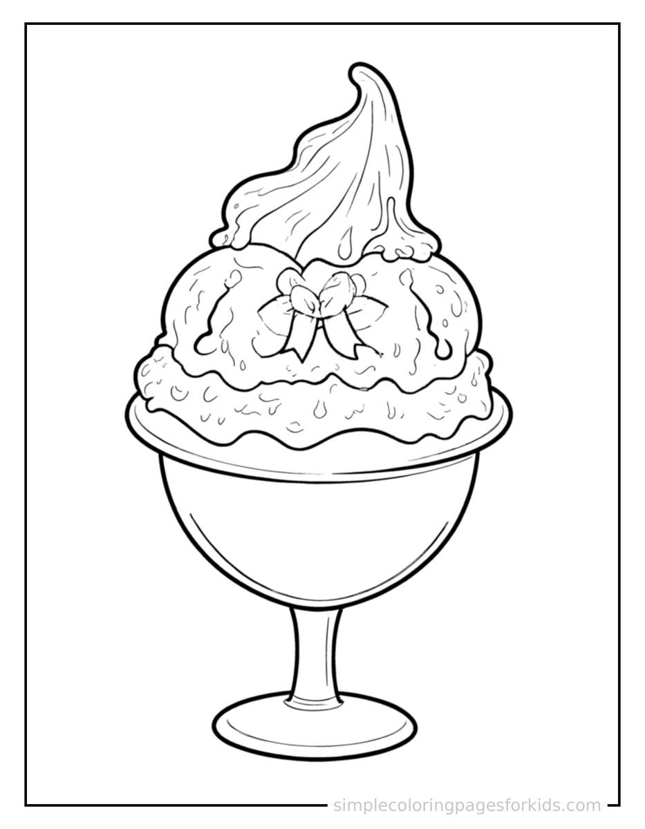 Coloring Scene 4 National Ice Cream Day Ice Cream Sundae Coloring Page