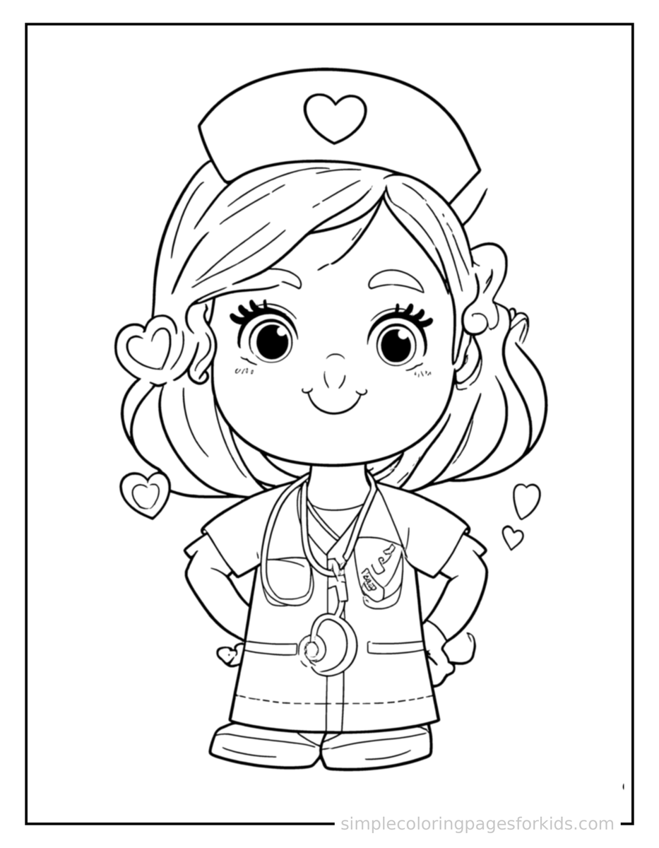 Nurses Day Stethoscope And A Heart Coloring Pages