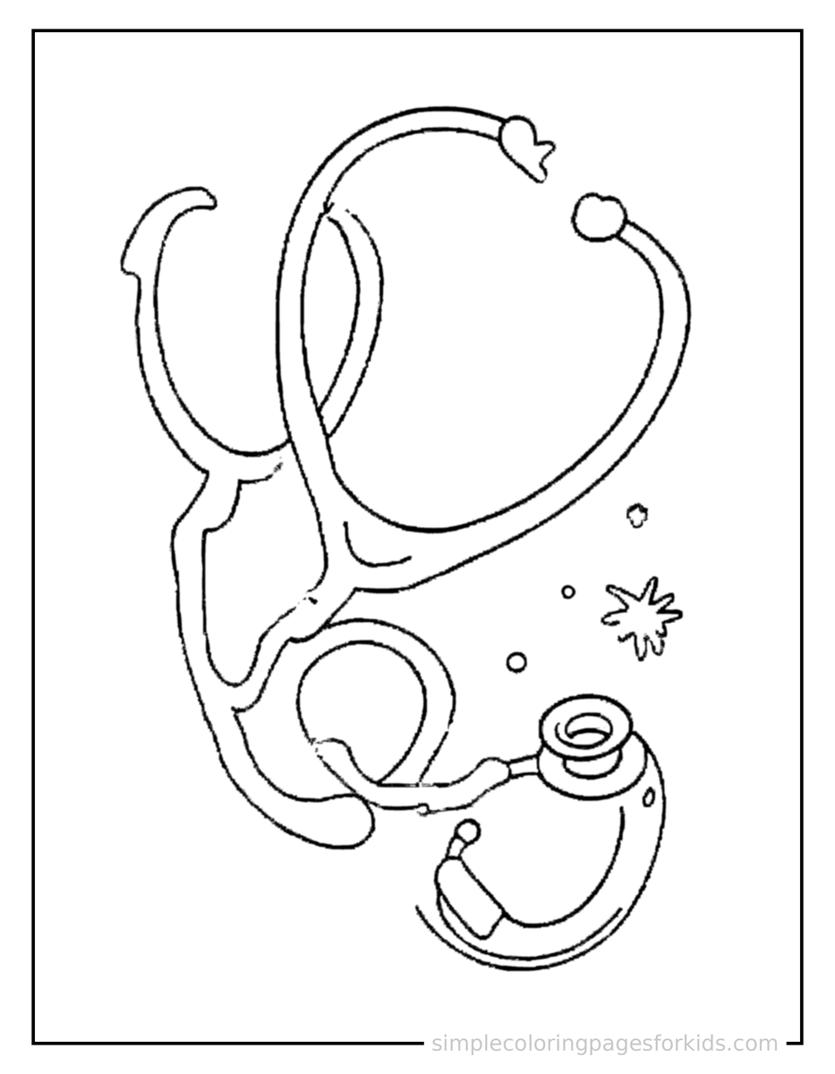 Sparkling Nurses Day Stethoscope And A Heart Coloring Page