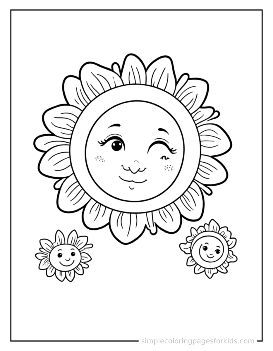 Coloring Scene 3 Summer Solstice Festival Sun And Flower Crown Coloring Page