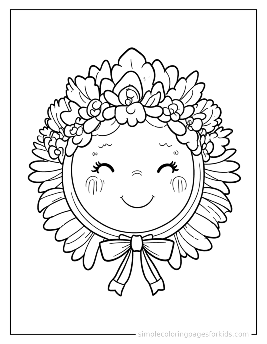 Coloring Scene 4 Summer Solstice Festival Sun And Flower Crown Coloring Page