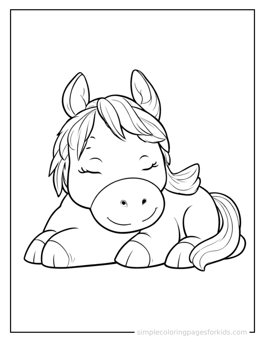 Sleepy Horse Coloring Page