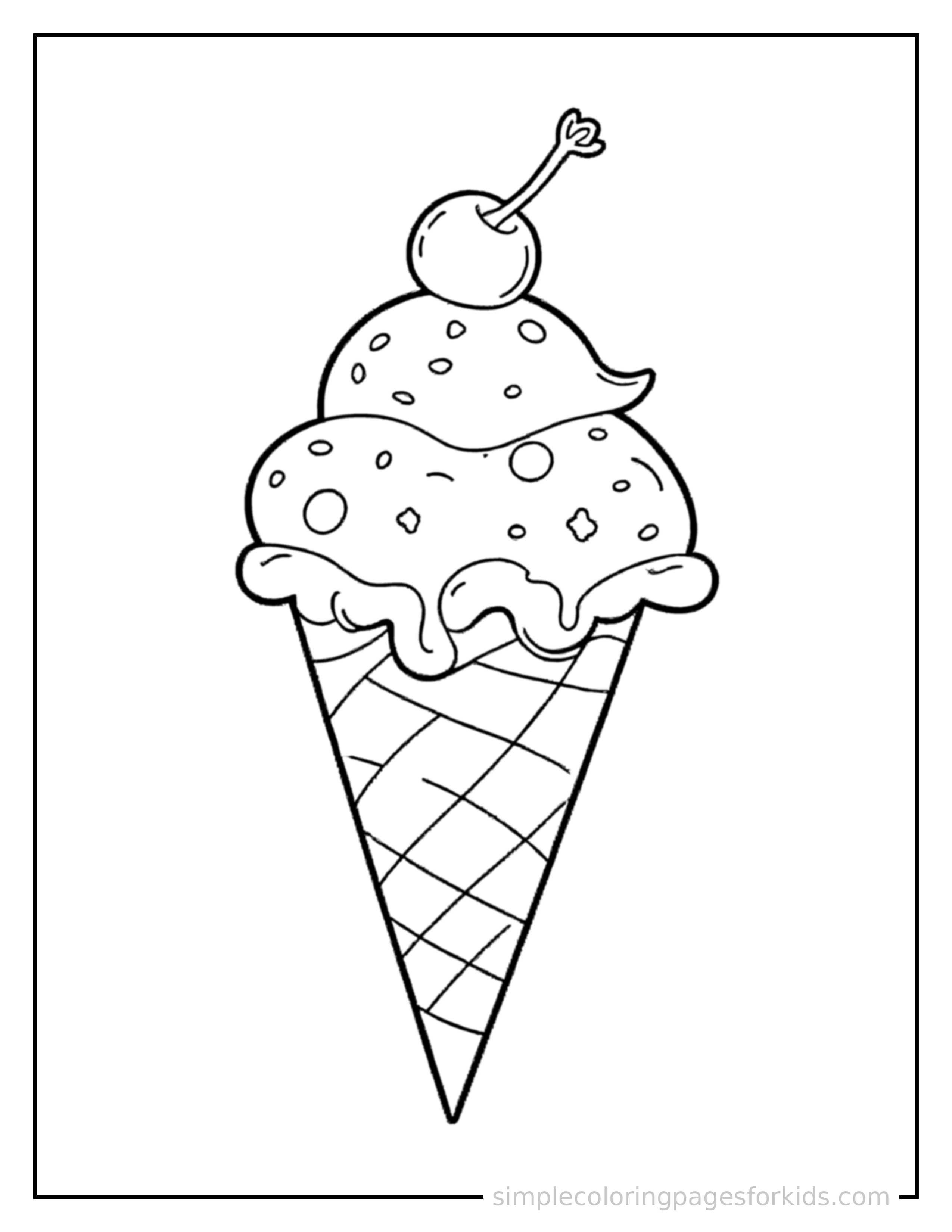 Printable ice cream coloring page for kids