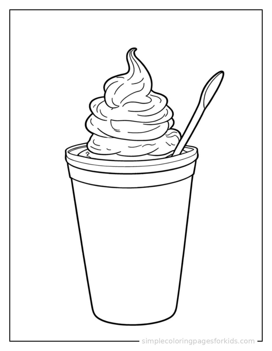 Printable ice cream coloring page for kids