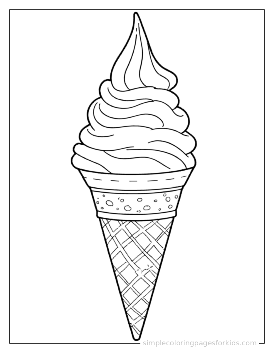 Printable ice cream coloring page for kids