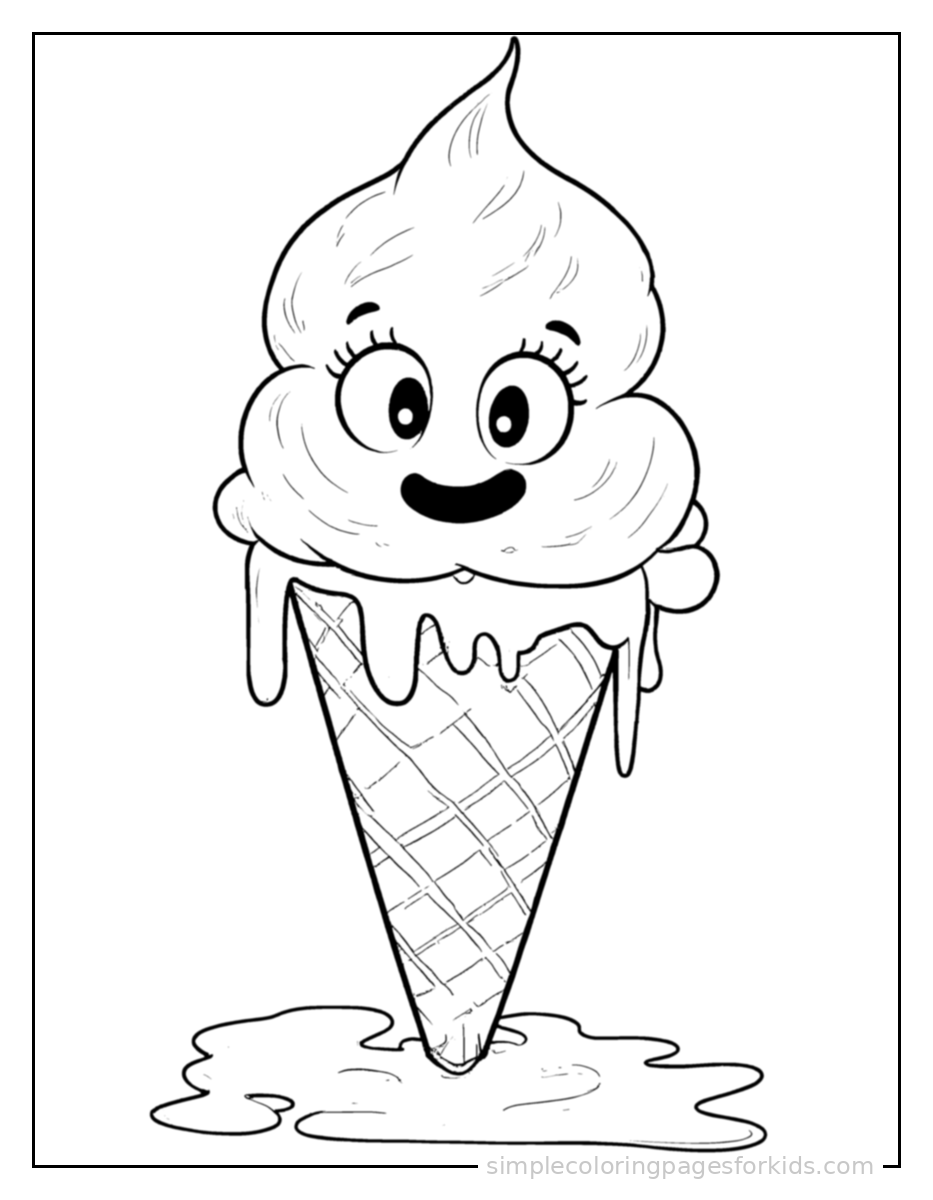 Printable ice cream coloring page for kids
