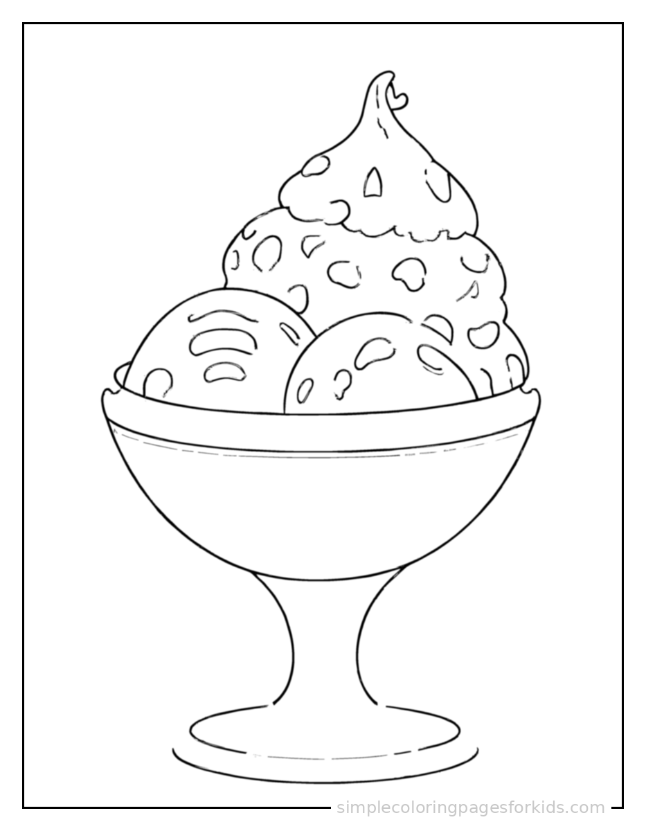 Printable ice cream coloring page for kids