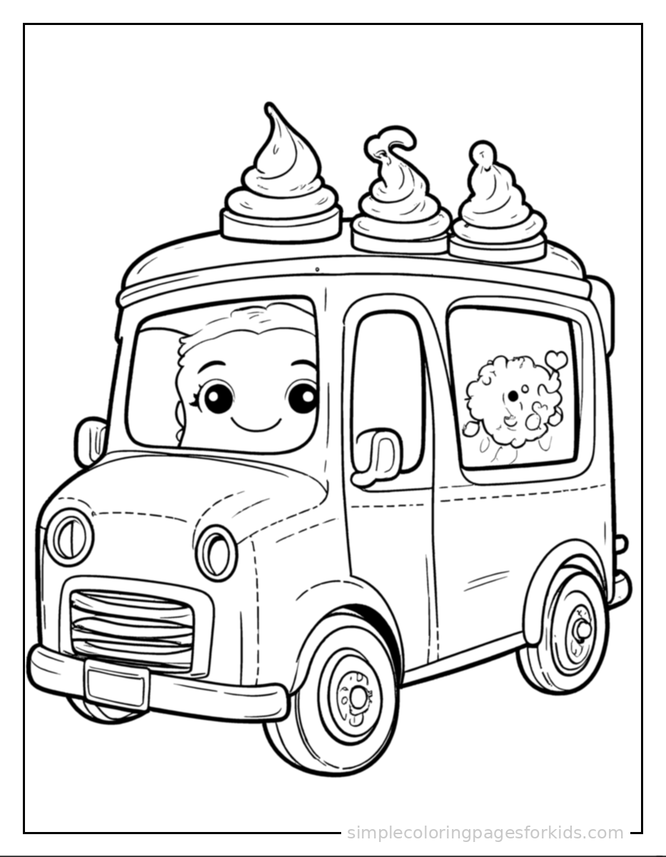 Printable ice cream coloring page for kids